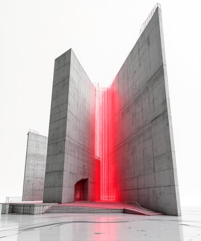 Abstract brutalist digital architectural concept